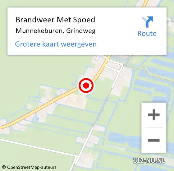 Locatie op kaart van de 112 melding: Brandweer Met Spoed Naar Munnekeburen, Grindweg op 4 september 2019 17:42