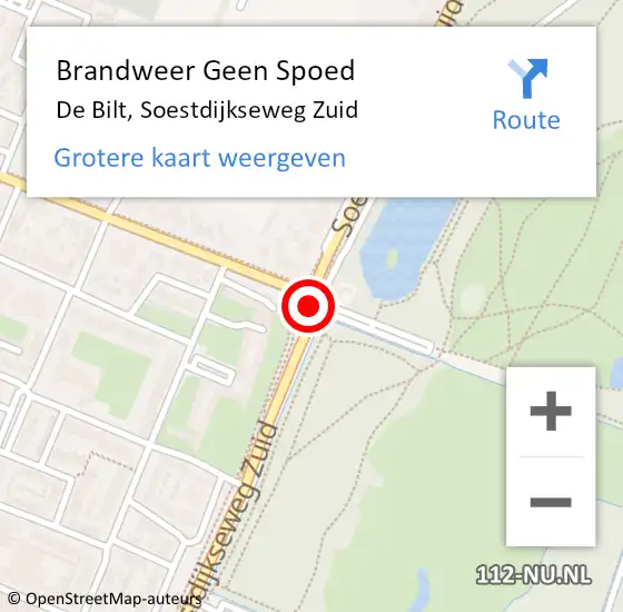 Locatie op kaart van de 112 melding: Brandweer Geen Spoed Naar De Bilt, Soestdijkseweg Zuid op 4 september 2019 18:15