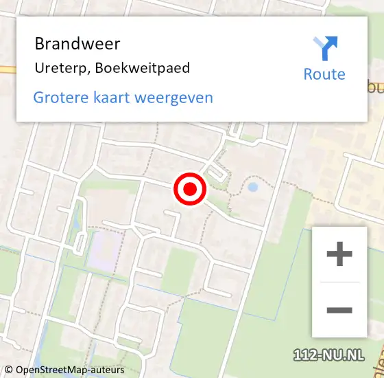 Locatie op kaart van de 112 melding: Brandweer Ureterp, Boekweitpaed op 4 september 2019 18:30