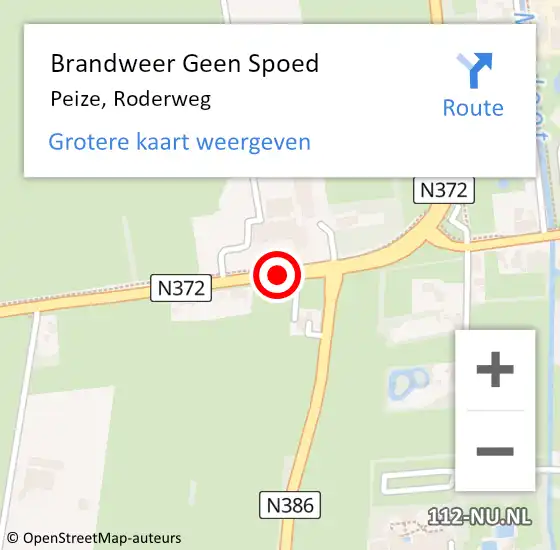 Locatie op kaart van de 112 melding: Brandweer Geen Spoed Naar Peize, Roderweg op 4 september 2019 18:35