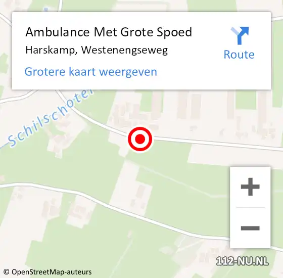 Locatie op kaart van de 112 melding: Ambulance Met Grote Spoed Naar Harskamp, Westenengseweg op 4 september 2019 18:36