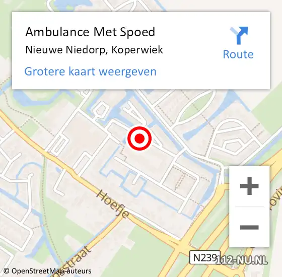 Locatie op kaart van de 112 melding: Ambulance Met Spoed Naar Nieuwe Niedorp, Koperwiek op 4 september 2019 18:38