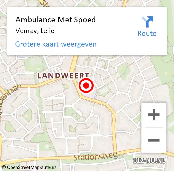 Locatie op kaart van de 112 melding: Ambulance Met Spoed Naar Venray, Lelie op 12 april 2014 19:08