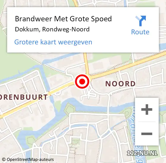 Locatie op kaart van de 112 melding: Brandweer Met Grote Spoed Naar Dokkum, Rondweg-Noord op 4 september 2019 20:09