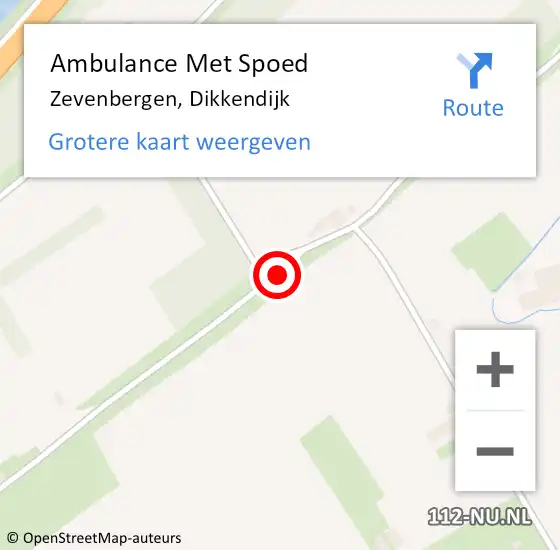 Locatie op kaart van de 112 melding: Ambulance Met Spoed Naar Zevenbergen, Dikkendijk op 4 september 2019 20:41