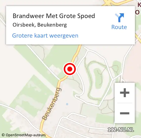 Locatie op kaart van de 112 melding: Brandweer Met Grote Spoed Naar Oirsbeek, Beukenberg op 4 september 2019 21:16