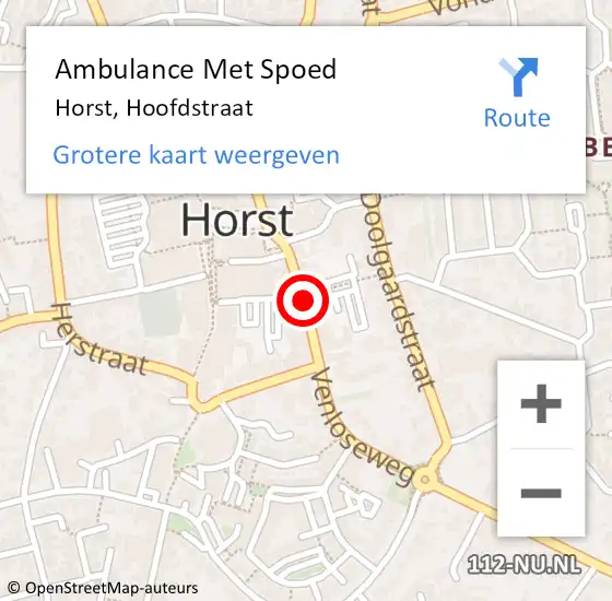 Locatie op kaart van de 112 melding: Ambulance Met Spoed Naar Horst, Hoofdstraat op 4 september 2019 21:26