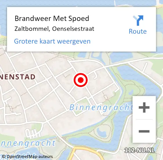 Locatie op kaart van de 112 melding: Brandweer Met Spoed Naar Zaltbommel, Oenselsestraat op 4 september 2019 21:32