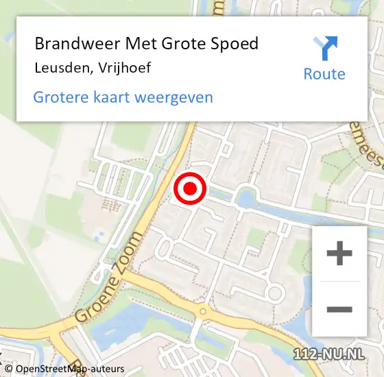 Locatie op kaart van de 112 melding: Brandweer Met Grote Spoed Naar Leusden, Vrijhoef op 4 september 2019 22:20