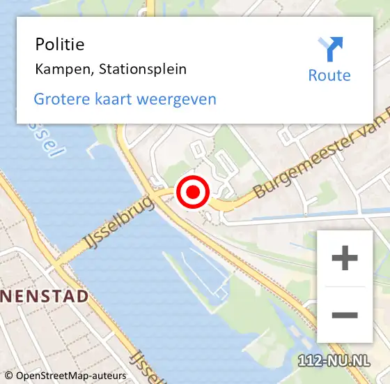 Locatie op kaart van de 112 melding: Politie Kampen, Stationsplein op 4 september 2019 22:23