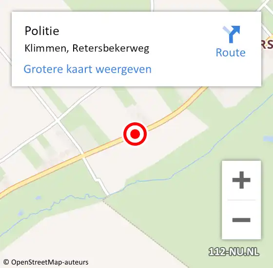 Locatie op kaart van de 112 melding: Politie Klimmen, Retersbekerweg op 4 september 2019 22:40