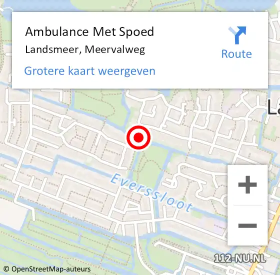 Locatie op kaart van de 112 melding: Ambulance Met Spoed Naar Landsmeer, Meervalweg op 5 september 2019 01:26