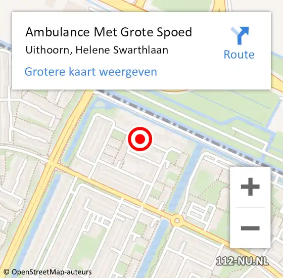 Locatie op kaart van de 112 melding: Ambulance Met Grote Spoed Naar Uithoorn, Helene Swarthlaan op 5 september 2019 02:17