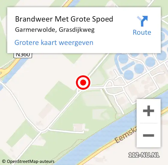 Locatie op kaart van de 112 melding: Brandweer Met Grote Spoed Naar Garmerwolde, Grasdijkweg op 5 september 2019 03:15