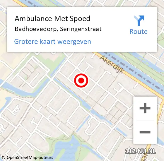 Locatie op kaart van de 112 melding: Ambulance Met Spoed Naar Badhoevedorp, Seringenstraat op 5 september 2019 06:24