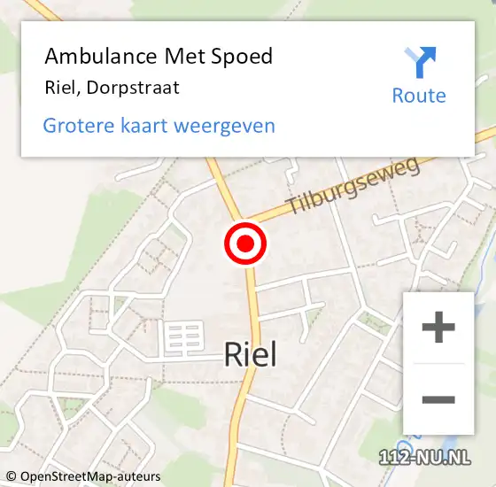 Locatie op kaart van de 112 melding: Ambulance Met Spoed Naar Riel, Dorpstraat op 5 september 2019 07:55