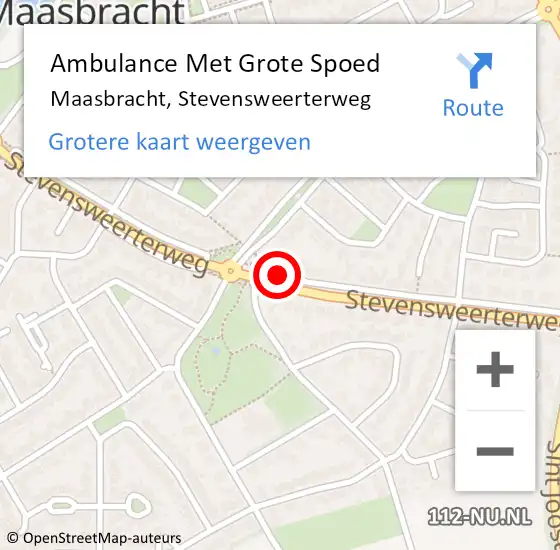 Locatie op kaart van de 112 melding: Ambulance Met Grote Spoed Naar Maasbracht, Stevensweerterweg op 5 september 2019 08:18