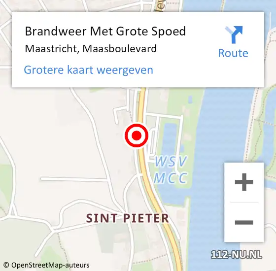 Locatie op kaart van de 112 melding: Brandweer Met Grote Spoed Naar Maastricht, Maasboulevard op 5 september 2019 08:42