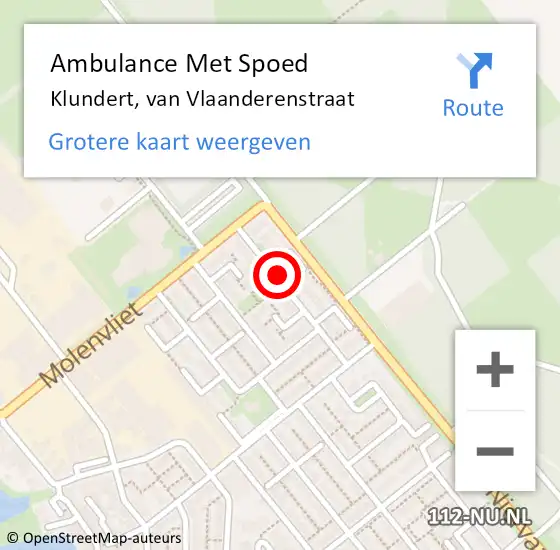 Locatie op kaart van de 112 melding: Ambulance Met Spoed Naar Klundert, van Vlaanderenstraat op 5 september 2019 12:07