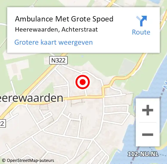 Locatie op kaart van de 112 melding: Ambulance Met Grote Spoed Naar Heerewaarden, Achterstraat op 5 september 2019 12:24