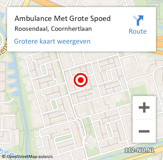 Locatie op kaart van de 112 melding: Ambulance Met Grote Spoed Naar Roosendaal, Coornhertlaan op 5 september 2019 12:33