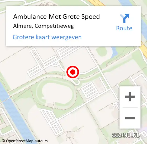 Locatie op kaart van de 112 melding: Ambulance Met Grote Spoed Naar Almere, Competitieweg op 12 april 2014 20:22