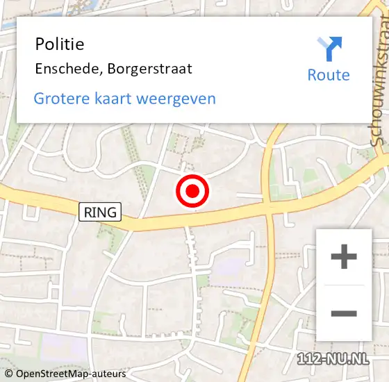 Locatie op kaart van de 112 melding: Politie Enschede, Borgerstraat op 5 september 2019 12:54