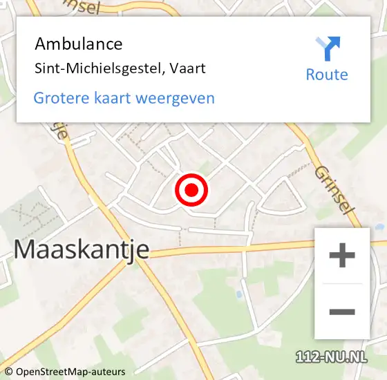 Locatie op kaart van de 112 melding: Ambulance Sint-Michielsgestel, Vaart op 5 september 2019 13:03