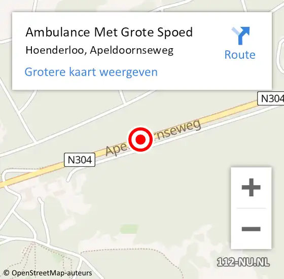 Locatie op kaart van de 112 melding: Ambulance Met Grote Spoed Naar Hoenderloo, Apeldoornseweg op 5 september 2019 13:18