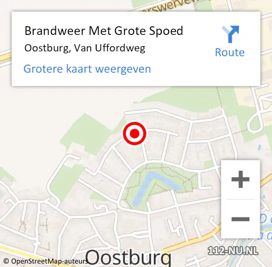 Locatie op kaart van de 112 melding: Brandweer Met Grote Spoed Naar Oostburg, Van Uffordweg op 5 september 2019 13:19