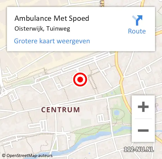 Locatie op kaart van de 112 melding: Ambulance Met Spoed Naar Oisterwijk, Tuinweg op 5 september 2019 13:52