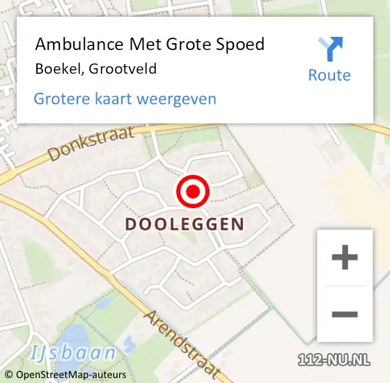 Locatie op kaart van de 112 melding: Ambulance Met Grote Spoed Naar Boekel, Grootveld op 5 september 2019 14:20