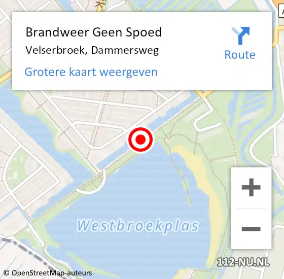 Locatie op kaart van de 112 melding: Brandweer Geen Spoed Naar Velserbroek, Dammersweg op 5 september 2019 14:27