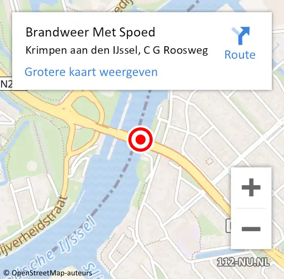 Locatie op kaart van de 112 melding: Brandweer Met Spoed Naar Krimpen aan den IJssel, C G Roosweg op 5 september 2019 14:48