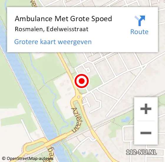 Locatie op kaart van de 112 melding: Ambulance Met Grote Spoed Naar Rosmalen, Edelweisstraat op 5 september 2019 15:16