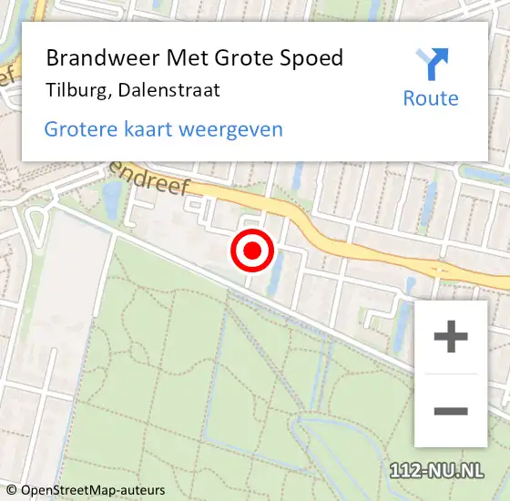 Locatie op kaart van de 112 melding: Brandweer Met Grote Spoed Naar Tilburg, Dalenstraat op 5 september 2019 15:22