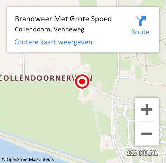 Locatie op kaart van de 112 melding: Brandweer Met Grote Spoed Naar Collendoorn, Venneweg op 5 september 2019 16:42