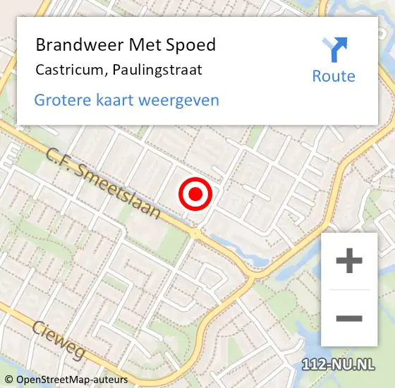 Locatie op kaart van de 112 melding: Brandweer Met Spoed Naar Castricum, Paulingstraat op 5 september 2019 17:34