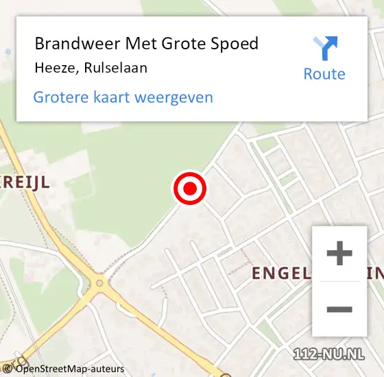 Locatie op kaart van de 112 melding: Brandweer Met Grote Spoed Naar Heeze, Rulselaan op 5 september 2019 17:56