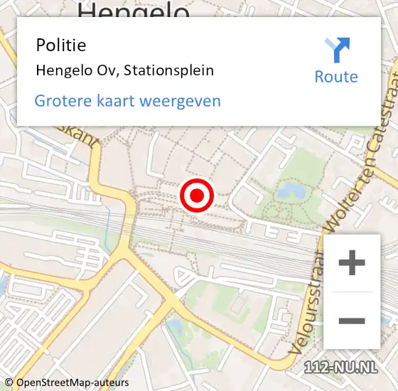 Locatie op kaart van de 112 melding: Politie Hengelo Ov, Stationsplein op 5 september 2019 17:58