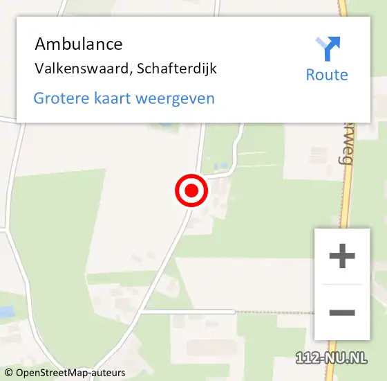 Locatie op kaart van de 112 melding: Ambulance Valkenswaard, Schafterdijk op 5 september 2019 18:00