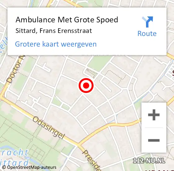 Locatie op kaart van de 112 melding: Ambulance Met Grote Spoed Naar Sittard, Frans Erensstraat op 12 april 2014 21:11