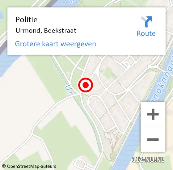 Locatie op kaart van de 112 melding: Politie Urmond, Beekstraat op 5 september 2019 19:18