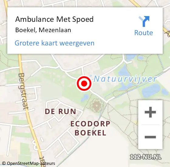 Locatie op kaart van de 112 melding: Ambulance Met Spoed Naar Boekel, Mezenlaan op 5 september 2019 19:22