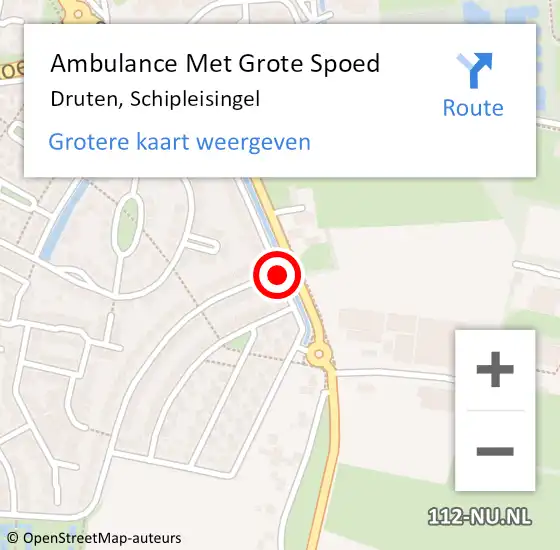 Locatie op kaart van de 112 melding: Ambulance Met Grote Spoed Naar Druten, Schipleisingel op 5 september 2019 19:41