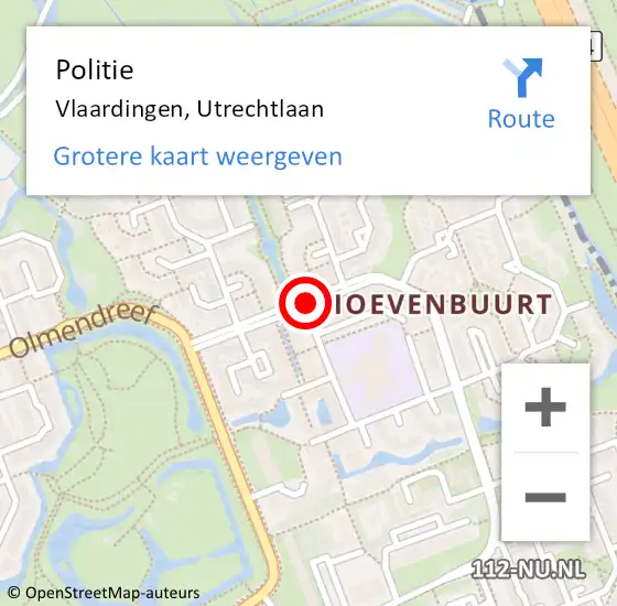 Locatie op kaart van de 112 melding: Politie Vlaardingen, Utrechtlaan op 5 september 2019 19:43