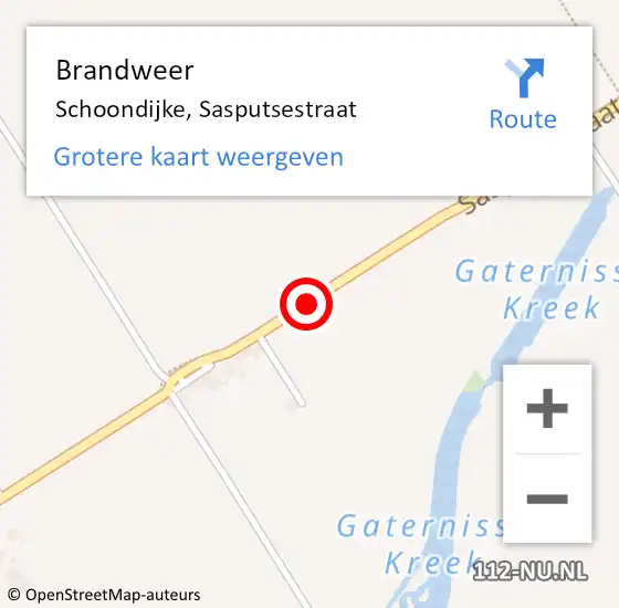 Locatie op kaart van de 112 melding: Brandweer Schoondijke, Sasputsestraat op 5 september 2019 19:45