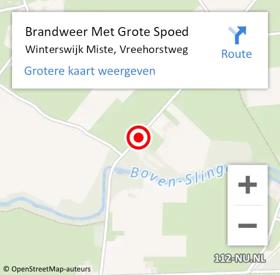 Locatie op kaart van de 112 melding: Brandweer Met Grote Spoed Naar Winterswijk Miste, Vreehorstweg op 5 september 2019 20:09