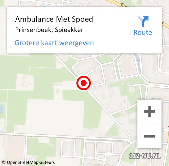 Locatie op kaart van de 112 melding: Ambulance Met Spoed Naar Prinsenbeek, Spieakker op 5 september 2019 21:01