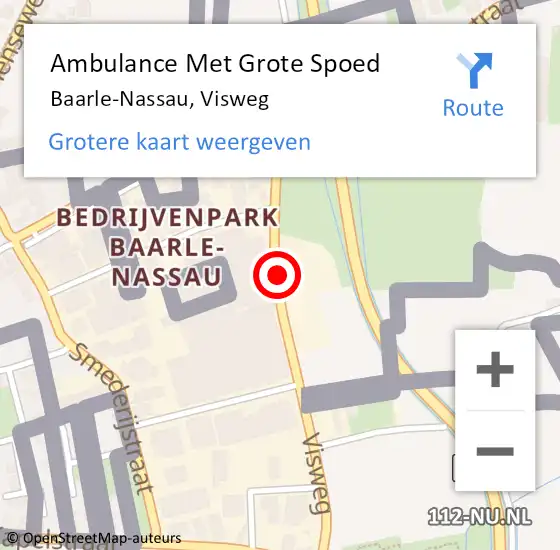 Locatie op kaart van de 112 melding: Ambulance Met Grote Spoed Naar Baarle-Nassau, Visweg op 5 september 2019 22:25